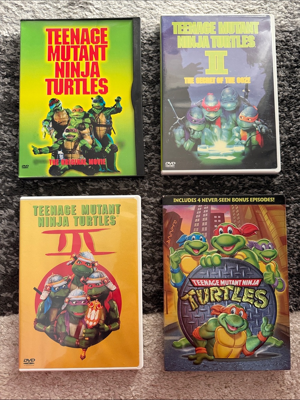 Teenage Mutant Ninja Turtles movies full-length DVDs + cartoon Season One EUC!